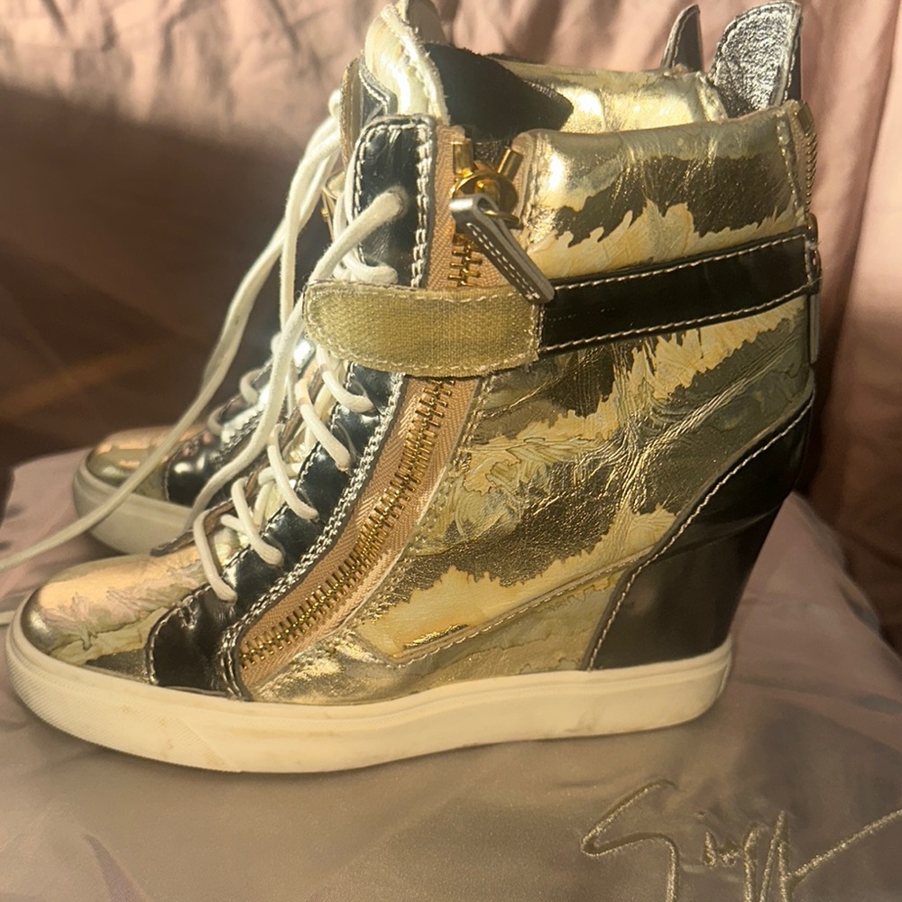 Giuseppe Zanotti Gold Black Sneakers Metallic High-Top
